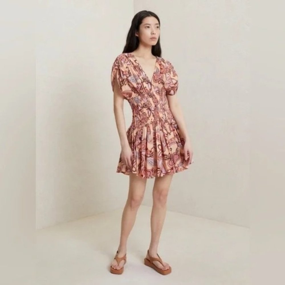 🆕A.L.C. Luna Smocked Mini Dress Cotton 10 - Picture 4 of 15